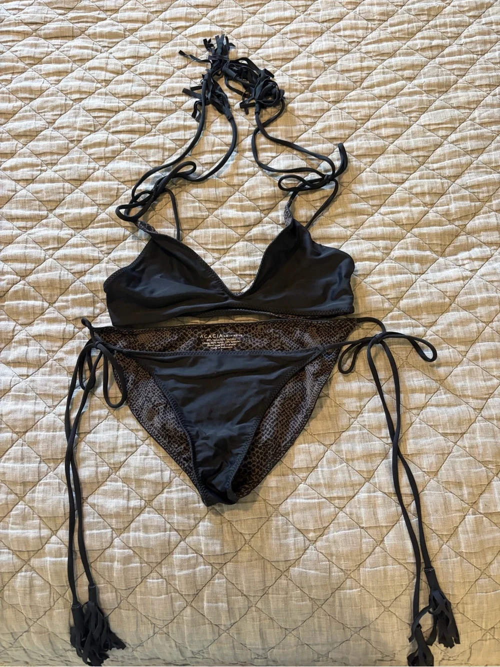 Acacia Black String Bikini Set size large